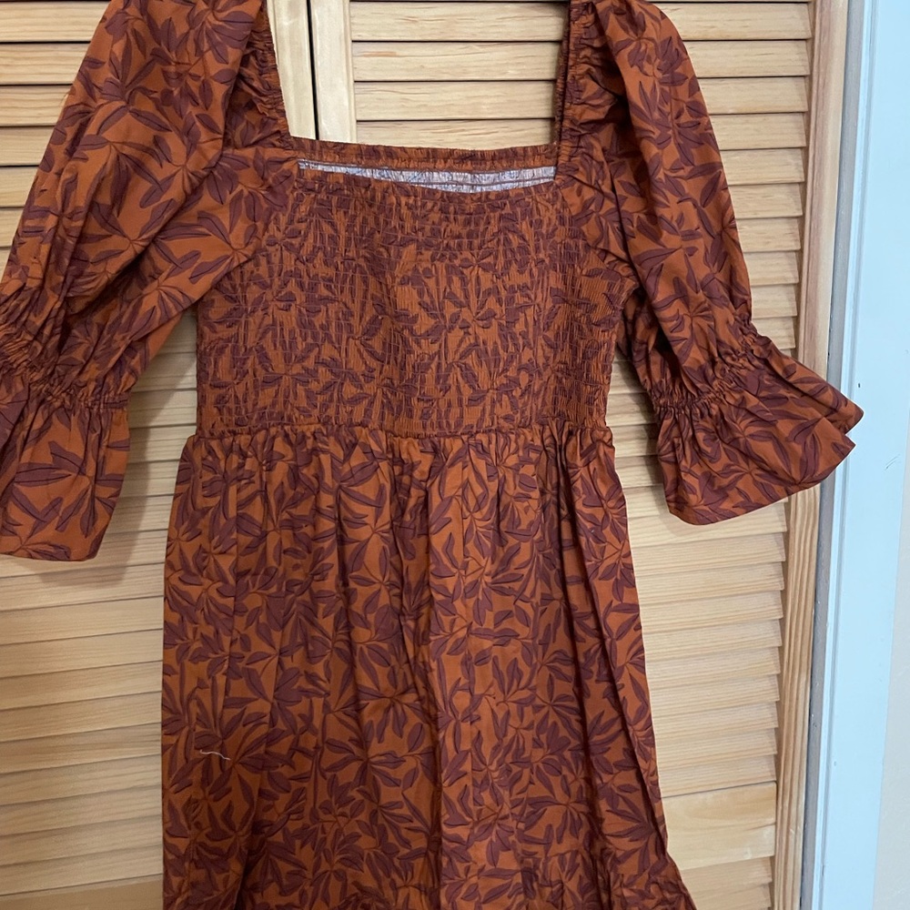 Eloquii Elements Orange/ Brown/Rust dress with pattern. Size 16 - Picture 4 of 6